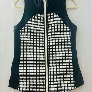 Bylyse Reversible Vest, Black and White Geometric and Solid Black, size Medium